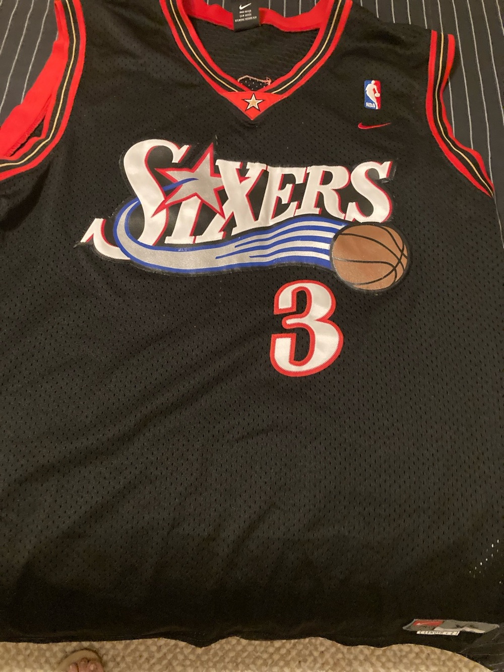 NBA Black Philadelphia Sixers #3 Jersey with Red & White Accents